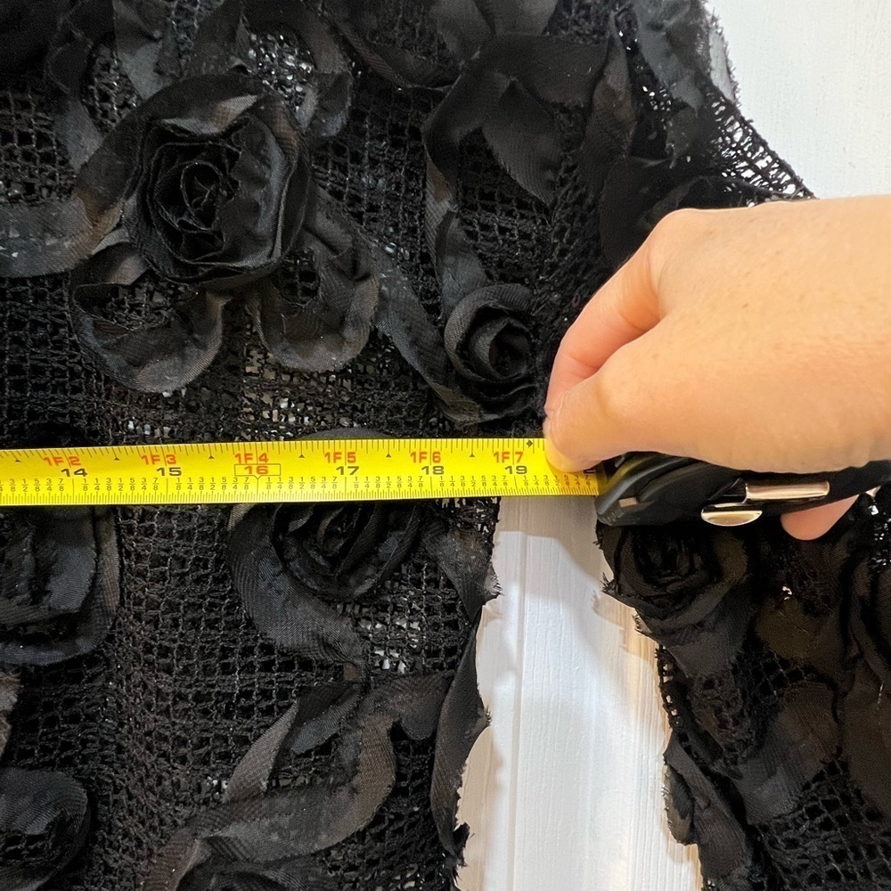 NWT Ronnie Salloway Sheer Mesh Blazer Black Rosette Whimsigoth NYE Event Sz S - Picture 10 of 13